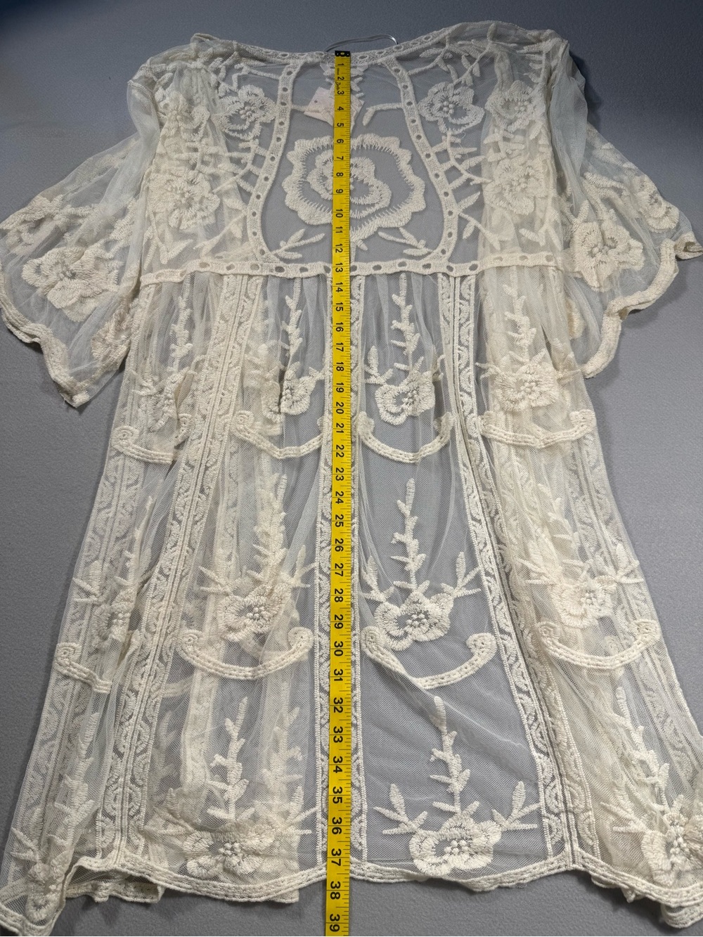 New LC Lauren Conrad One Size Ivory Sheer Embroidered Kimono Romantic Vacation - Picture 8 of 8